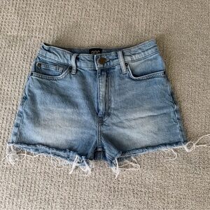 BDG Light Blue Jean Shorts with Frayed Hem
